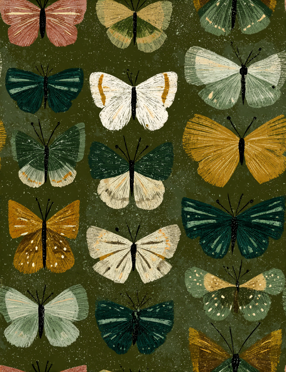 Midjourney V 7 Prompts for Rustic Handcrafted Green Seamless Patterns