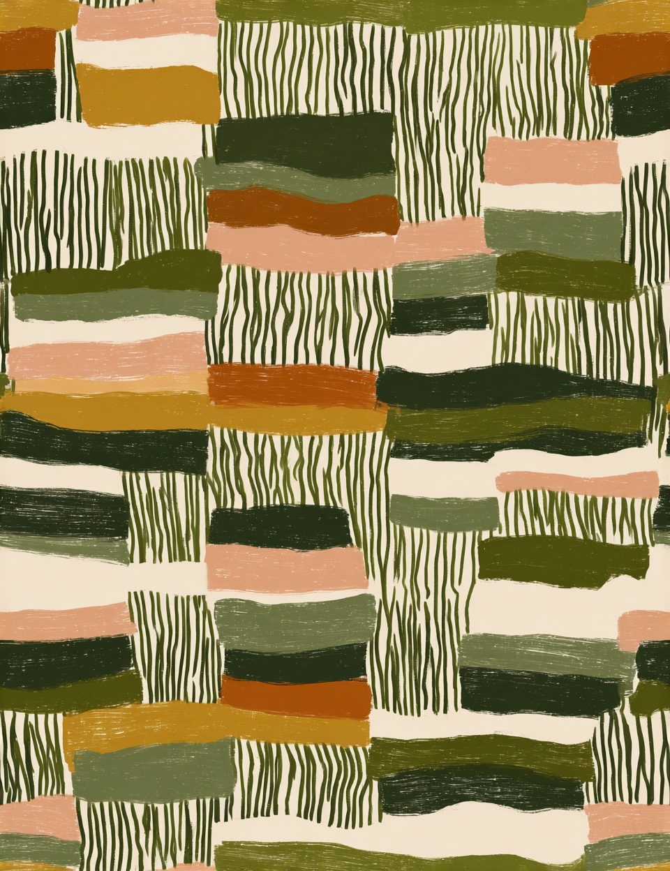 Midjourney V 7 Prompts for Rustic Handcrafted Green Seamless Patterns