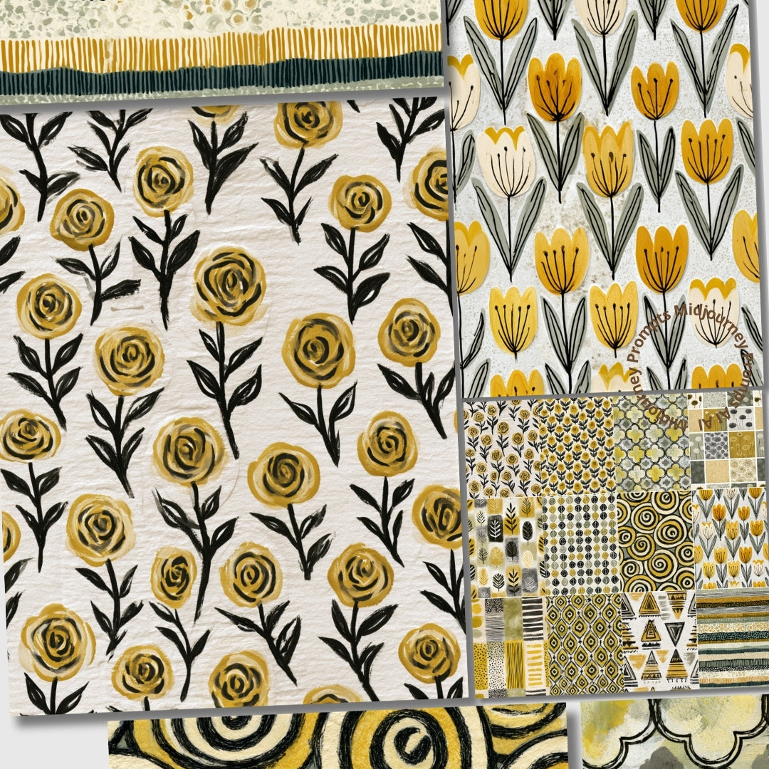 Midjourney V 8.1 Prompts for Rustic Warm Golden Yellow Seamless Patterns