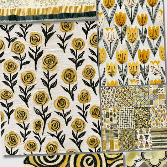 Midjourney V 8.1 Prompts for Rustic Warm Golden Yellow Seamless Patterns