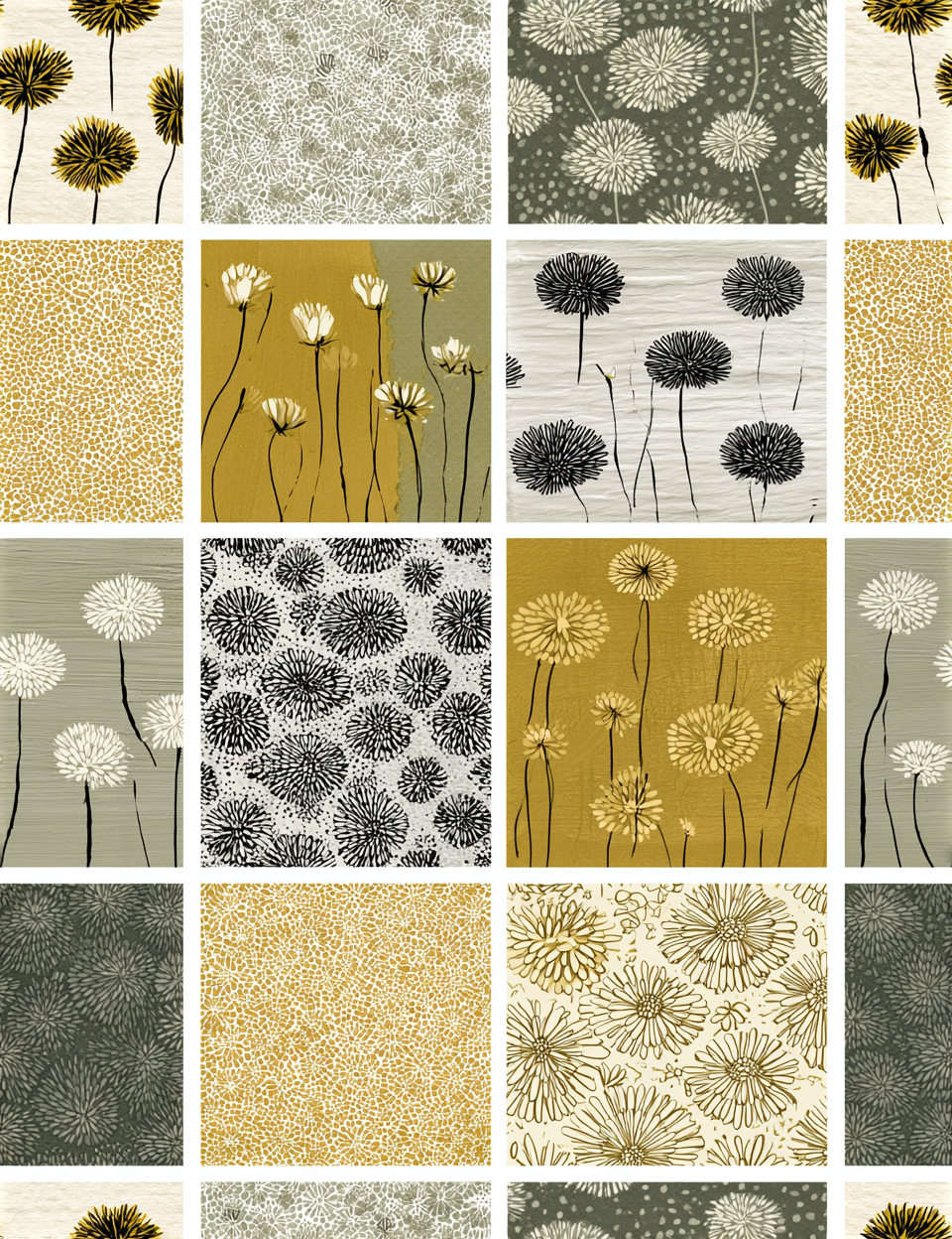 Midjourney V 8.1 Prompts for Rustic Warm Golden Yellow Seamless Patterns