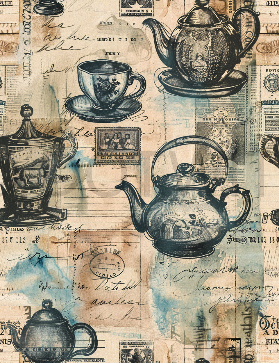 tea set Scrapbooking Papers Seamless Patterns