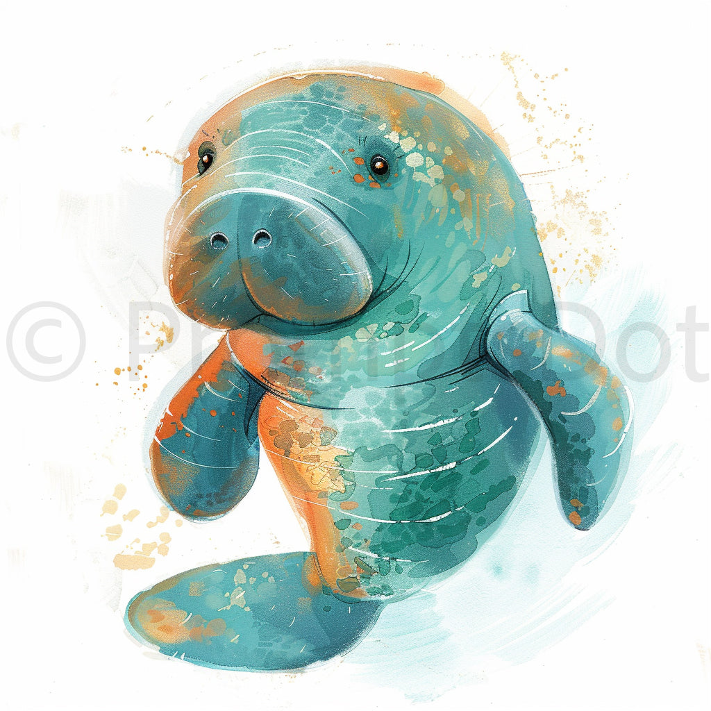 undersea animals, a cute manatee clipart