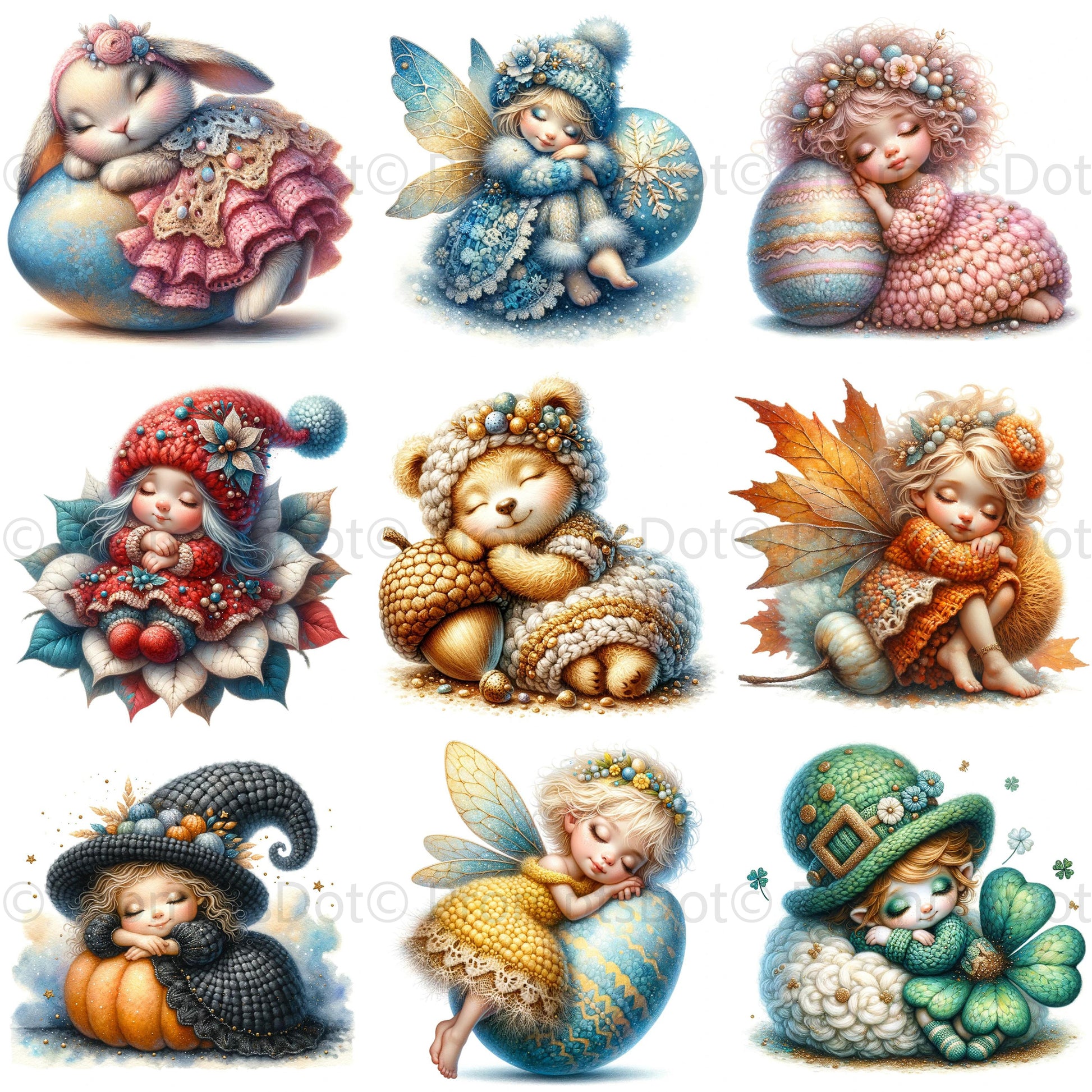 DALLE 3 DALLE Prompt for Season Fairy Gardens Clipart