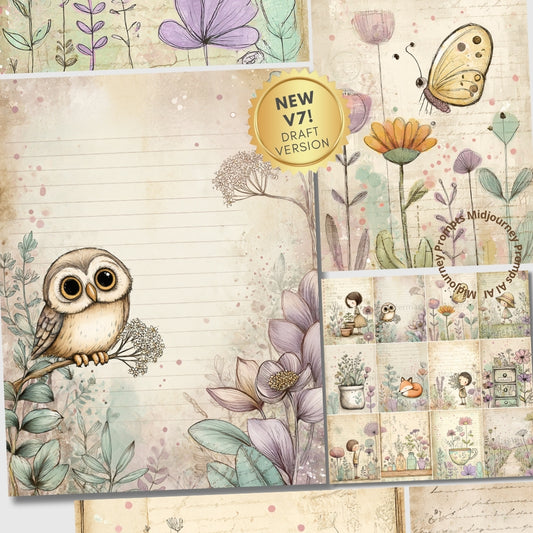 Midjourney V 7 Prompts for Serenity Herbal Junk Journal Pages