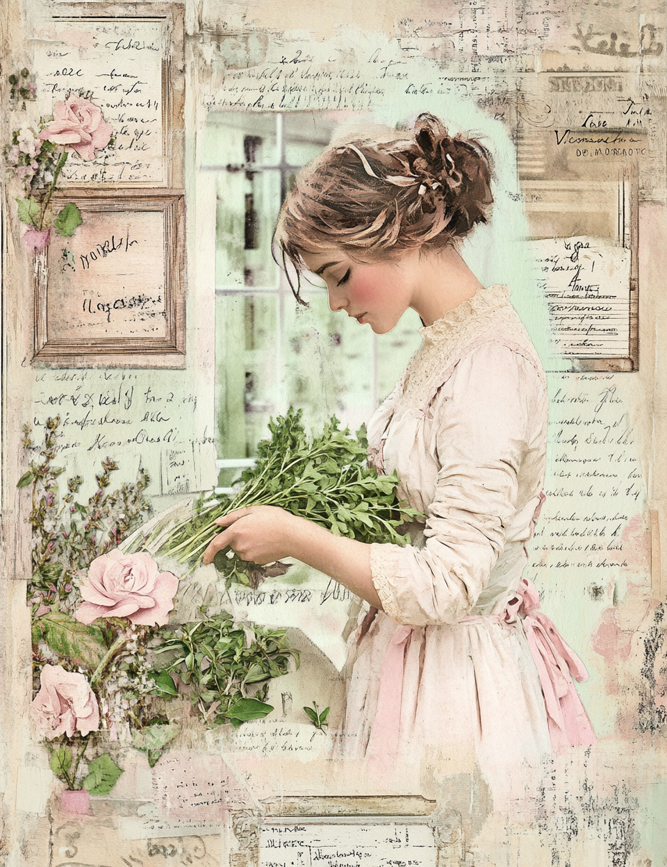 Midjourney V 6.1 Prompts for Shabby Chic Birds Roses Junk Journal