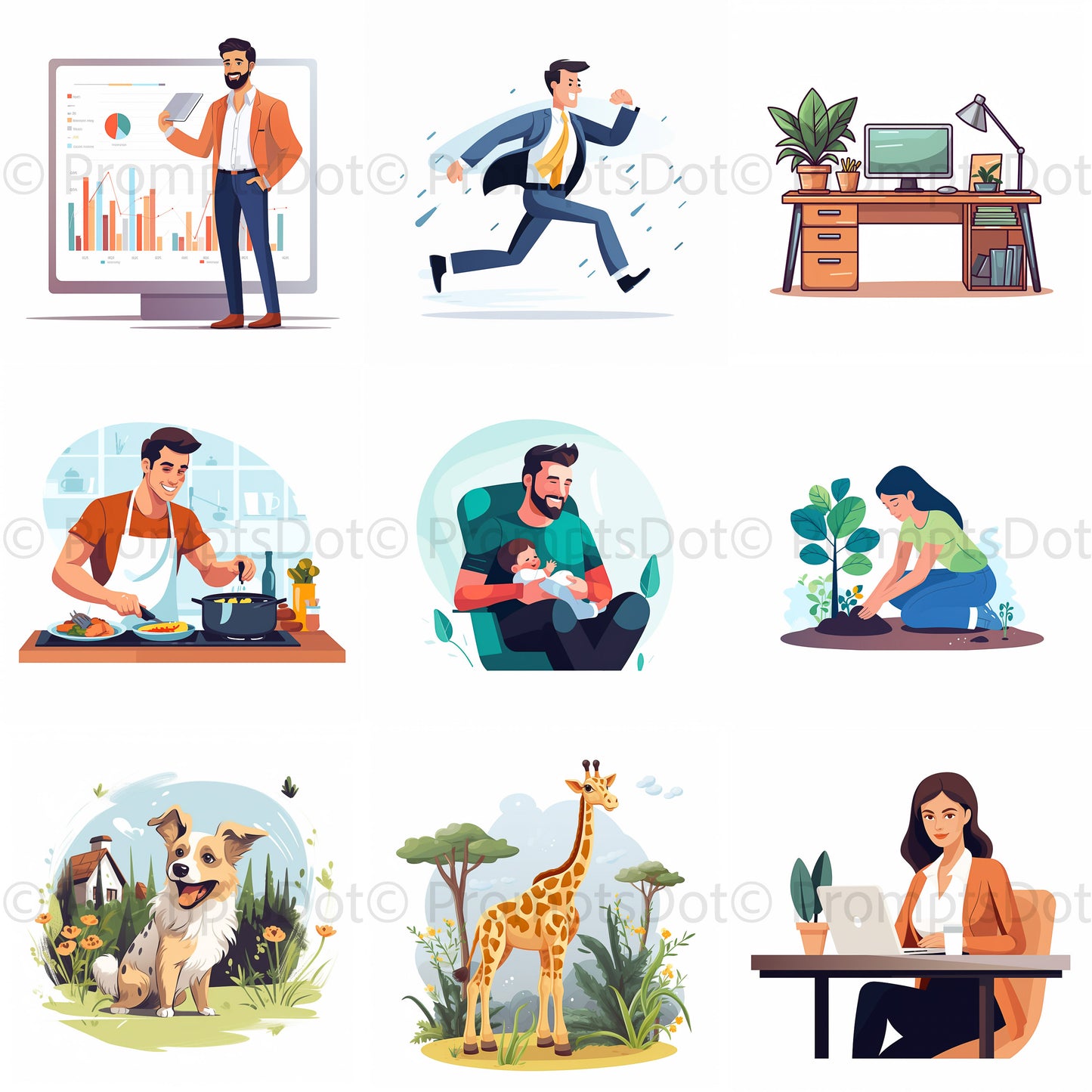 Midjourney Prompt Simple Vector Illustrations Activities