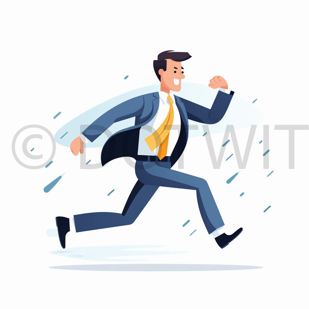 man running in the office Simple Vector Activities Digital Art and Midjourney Prompt