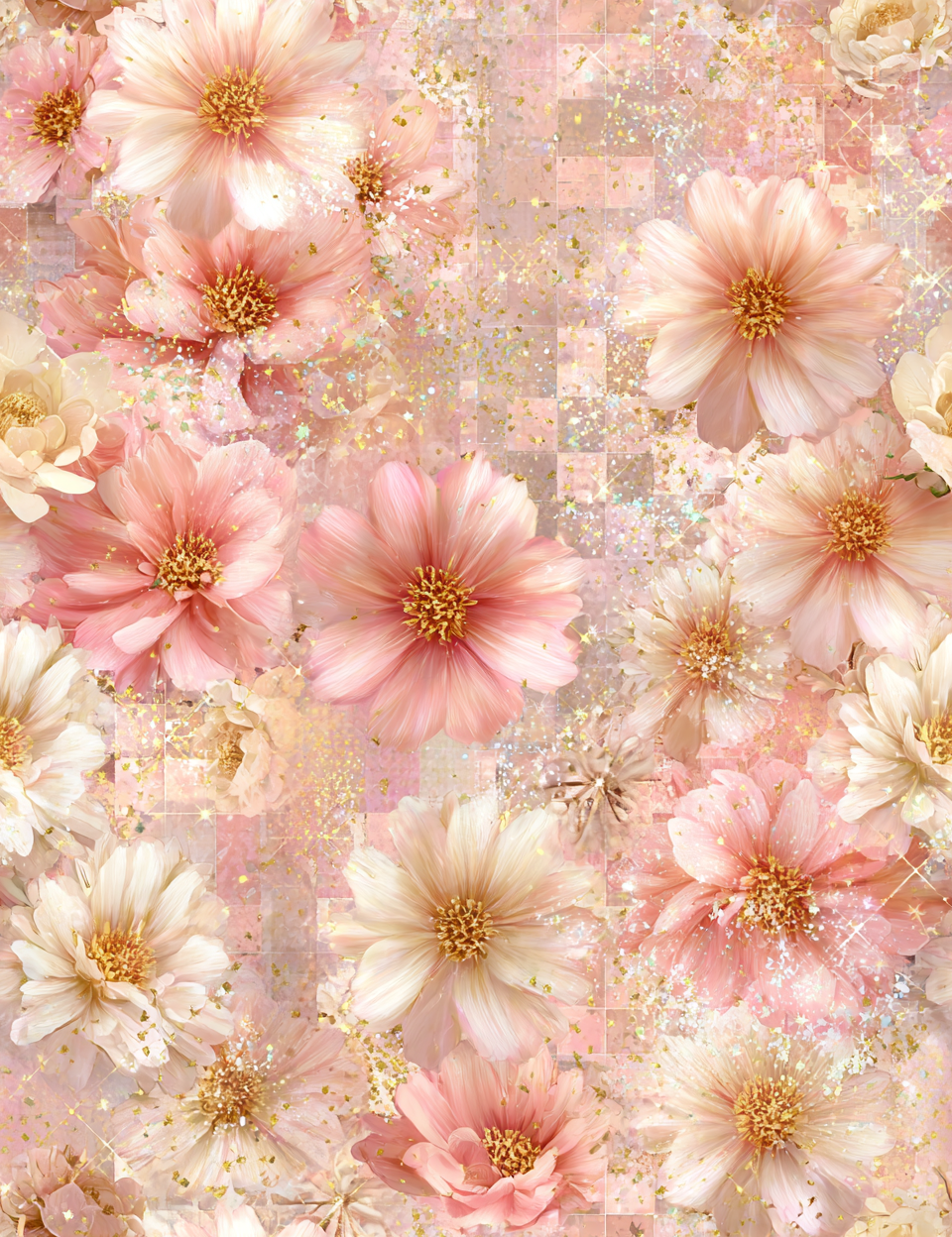 Midjourney V 7 Prompts for Soft Pink and Gold Seamless Pastel Patterns