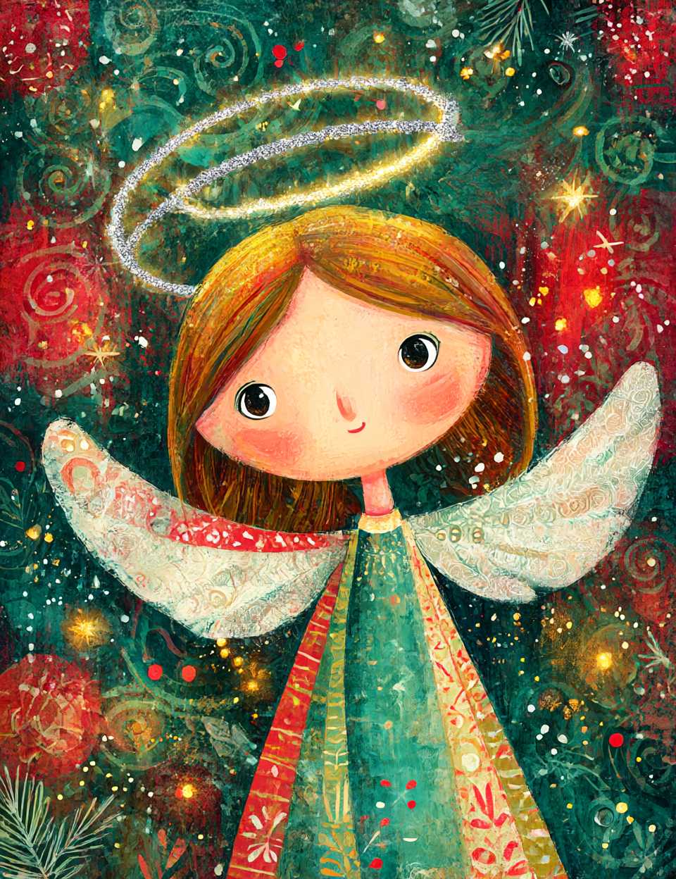 Illustration of an angel with a colorful background