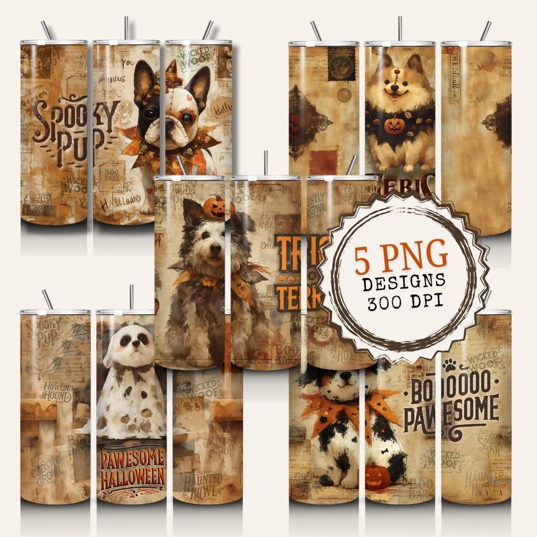 PNG digital collection Funny Dogs Halloween Tumbler Wrap Skinny 20 oz Digital Download