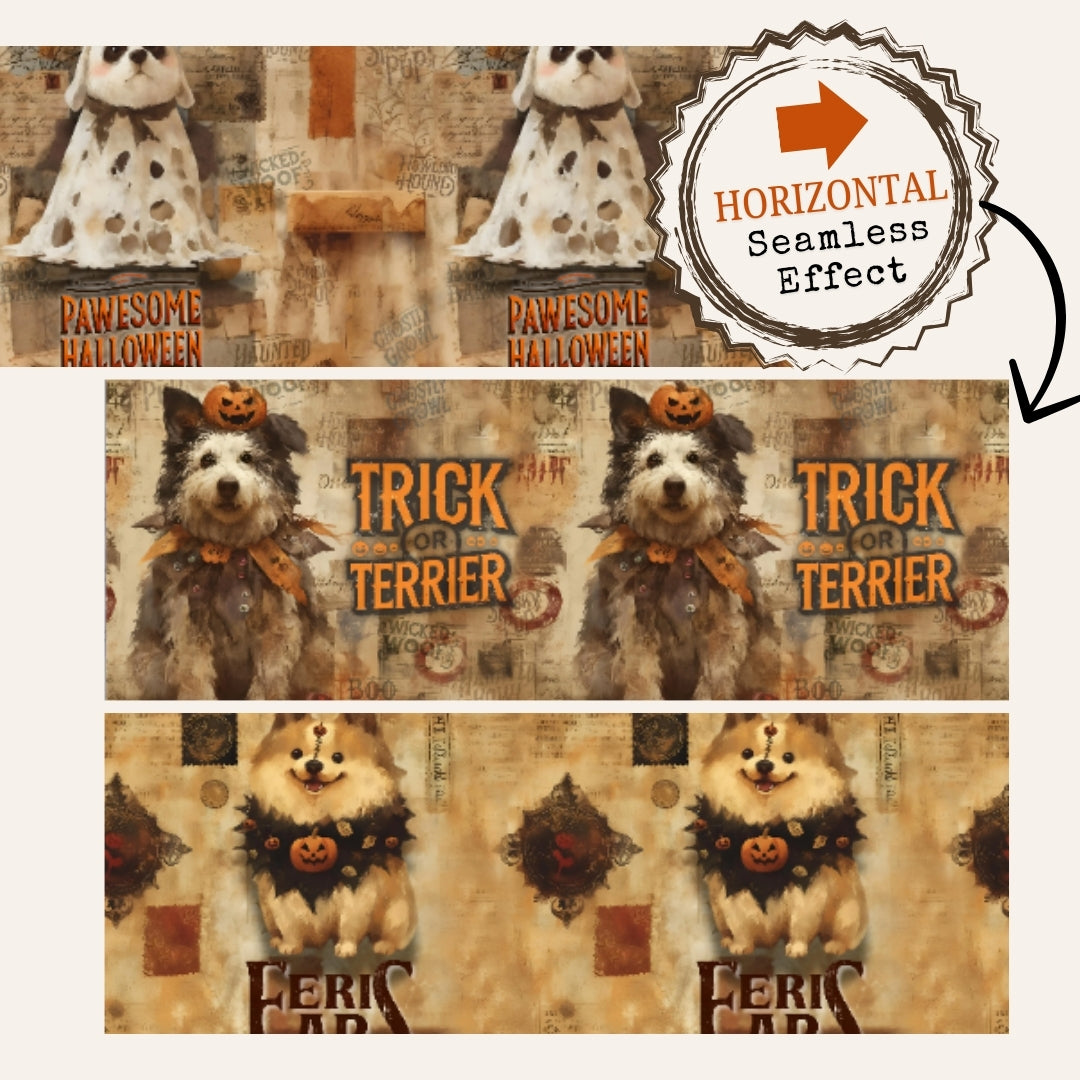 seamless effect Funny Dogs Halloween Tumbler Wrap Skinny 20 oz Digital Download