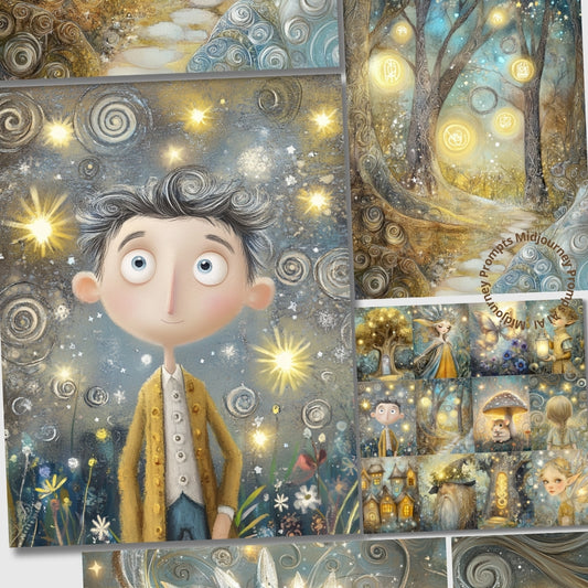 Midjourney Prompts for Spring Elven Golden Magic Pages
