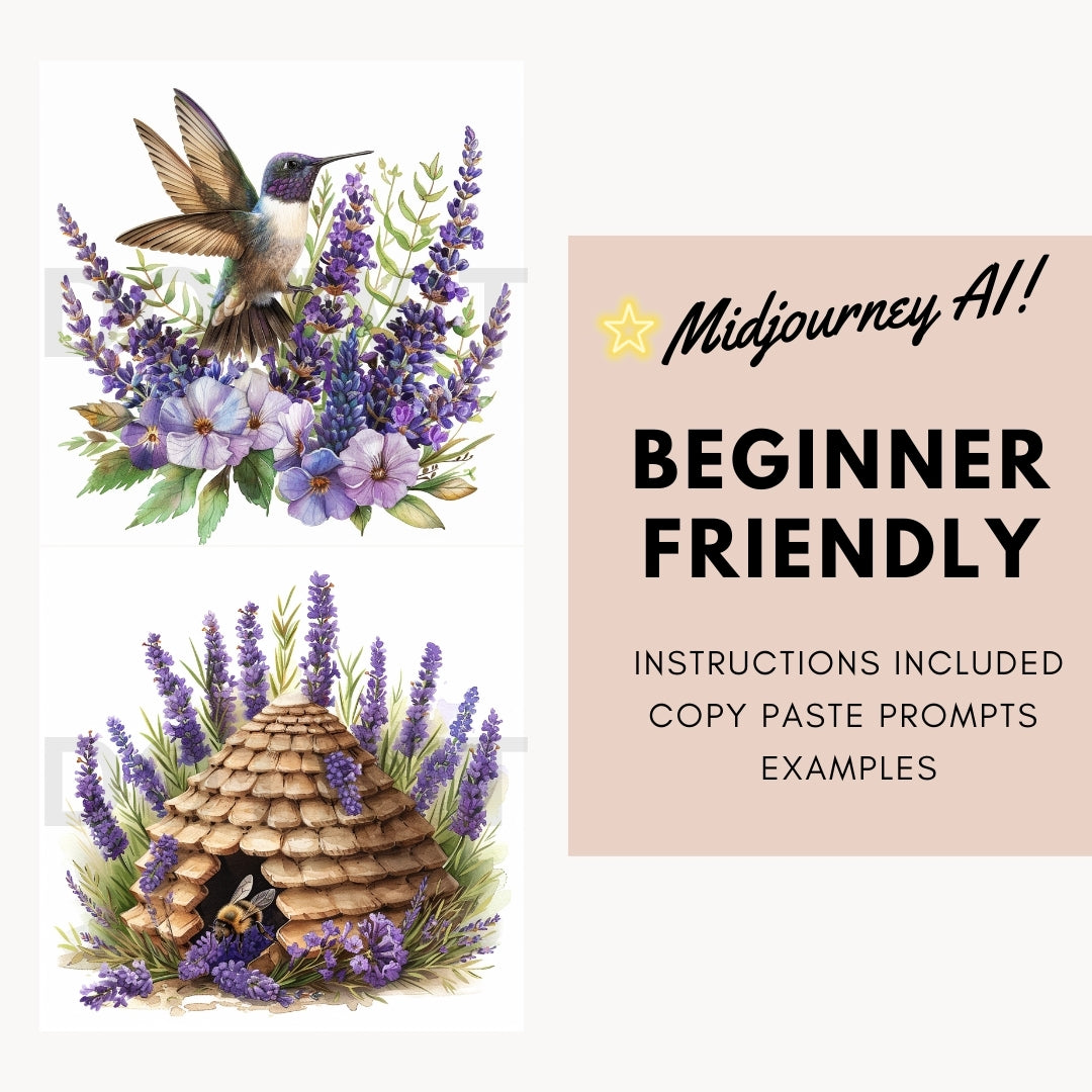 Beginner Friendly Spring Lavender Watercolor Clipart Midjourney Prompts