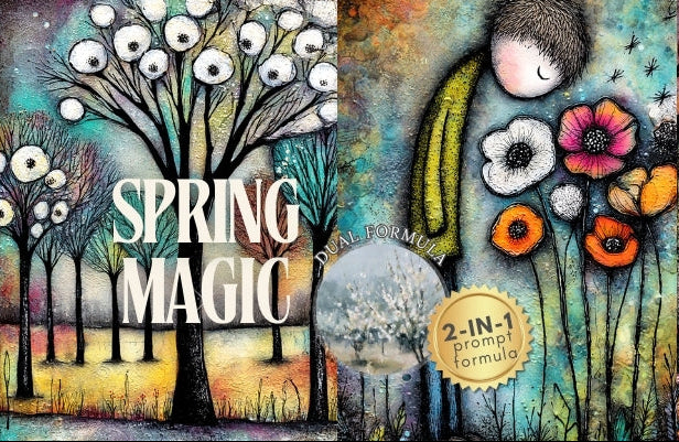 Midjourney V 7 Prompts for DUAL Spring Magic Pages