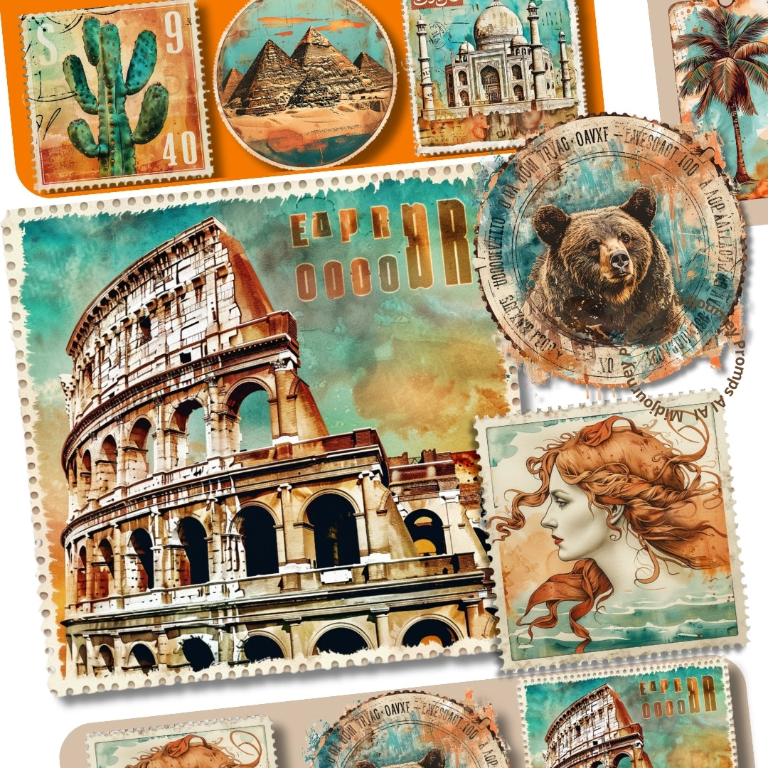 Stamps Labels Travel Ephemera Midjourney Prompts