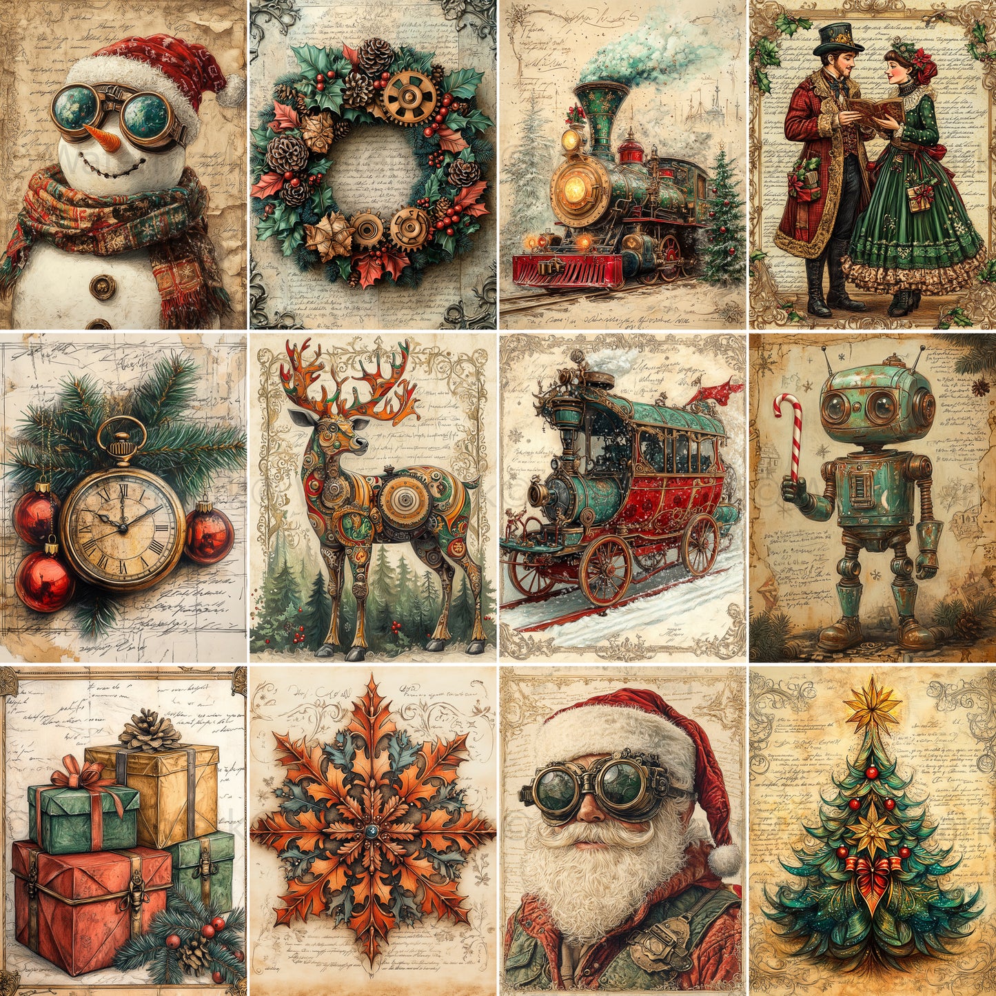 Midjourney Guide Prompts for Steampunk Christmas Scrapbooking