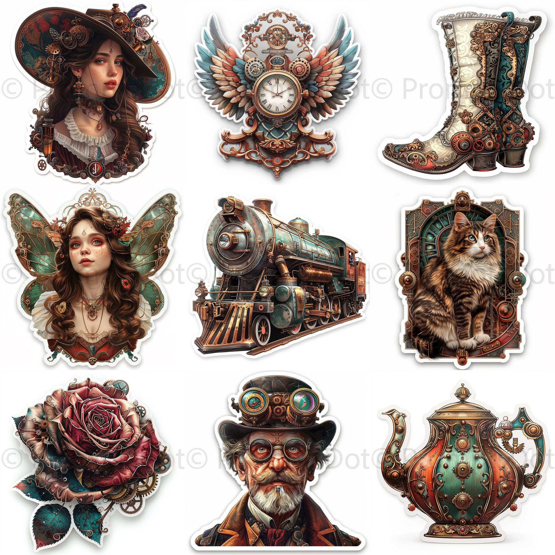 Steampunk Digital Stickers