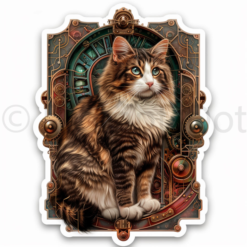 Steampunk Digital Stickers cat