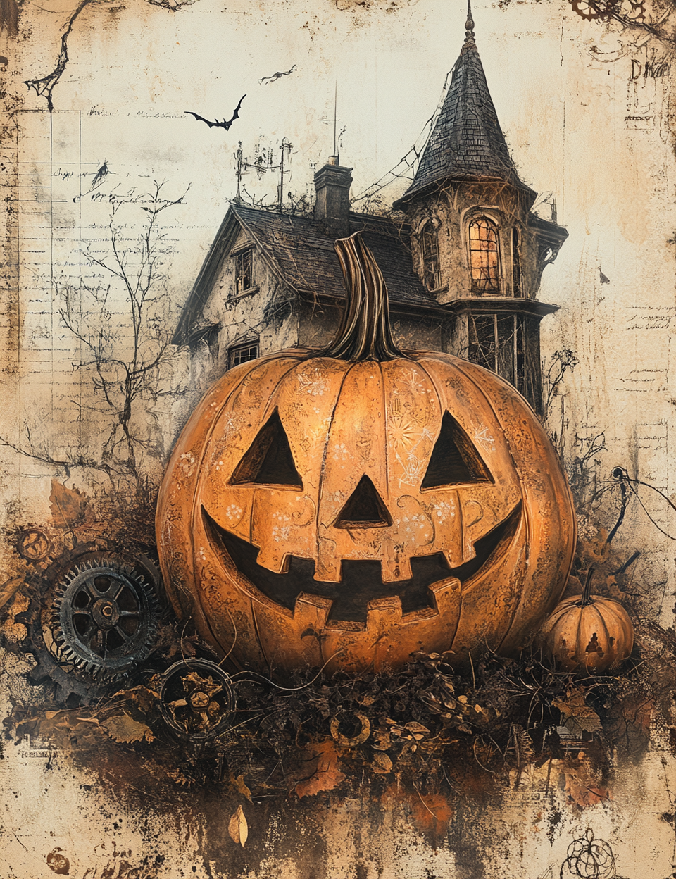 Midjourney Guide Prompts for Steampunk Halloween Ephemera