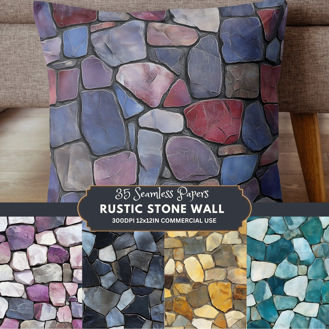 35 Rustic Stone Wall Digital Paper