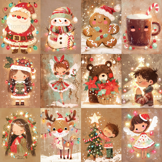 Midjourney Prompts For Sweet Cute Christmas Digital Papers