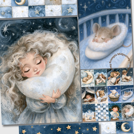 Midjourney V 8.2 Prompts for Sweet Dreams Nursery Printable Pages