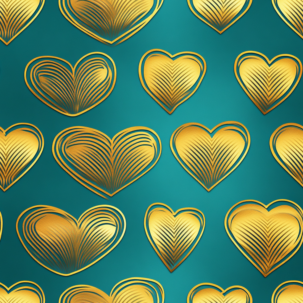 hearts pattern in gold on teal velvet digital download
