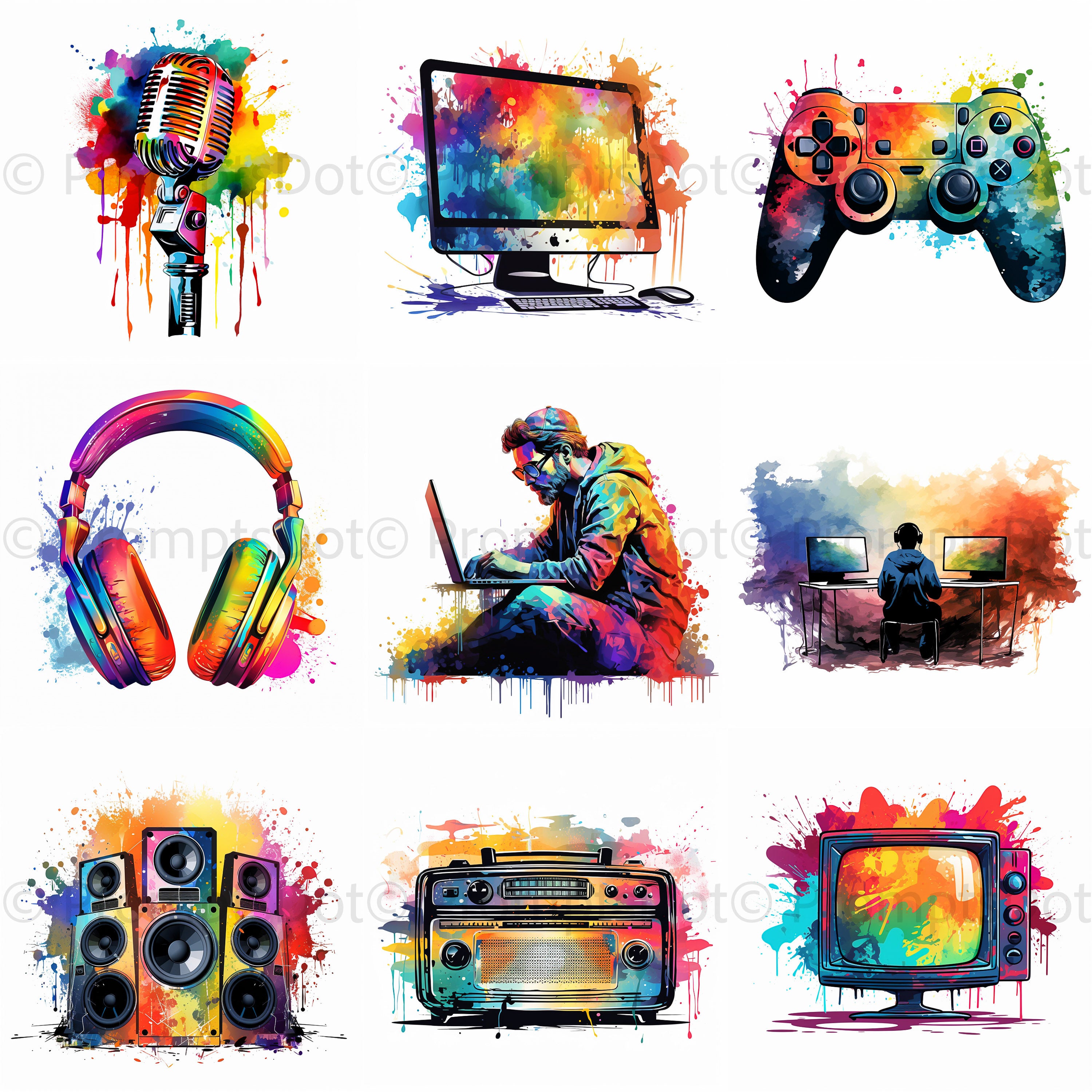 Tech Colorful Graffiti Digital Tshirt Designs and Midjourney Prompt Co ...