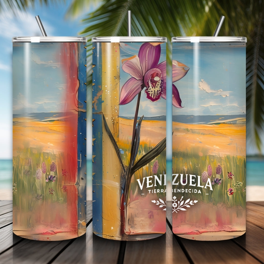 orchid Venezuela Digital Wrap for Skinny Tumbler 20 oz, Venezuela Tumbler Wrap