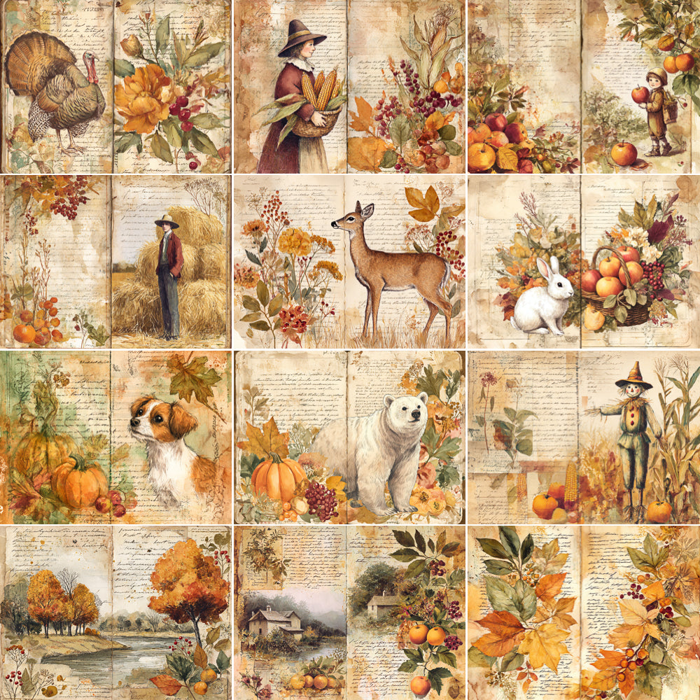 Midjourney V 7 Prompts for Thanksgiving Collage Junk Journal