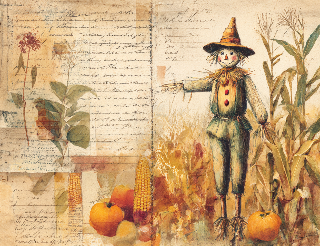 Midjourney V 7 Prompts for Thanksgiving Collage Junk Journal
