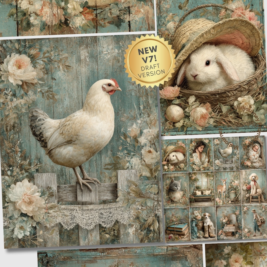 Midjourney V 7 Prompts for The Shabby Garden Diary Ephemera