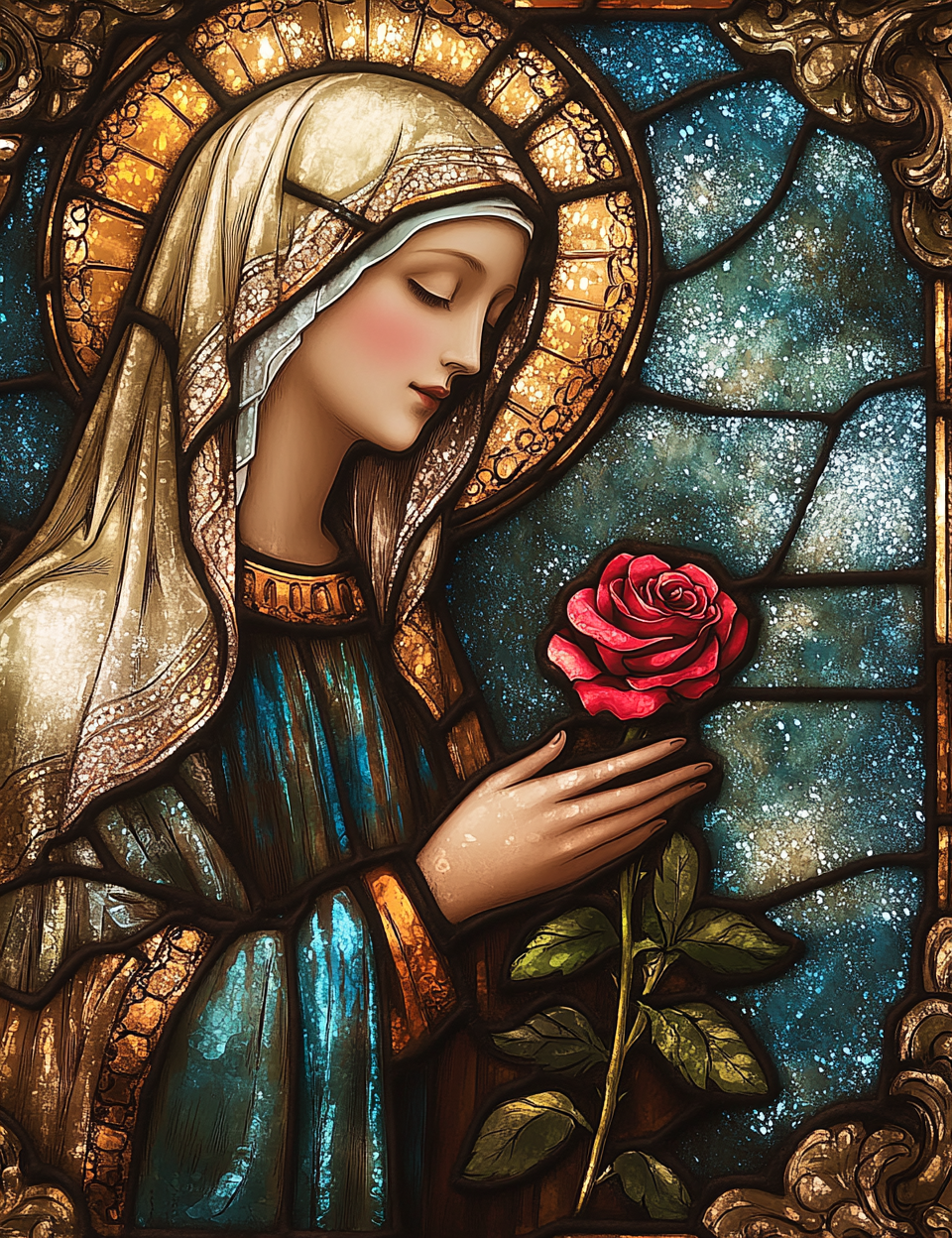 Midjourney V 6.1 Prompts for The Virgen Mary and The Mystic Rose Pages