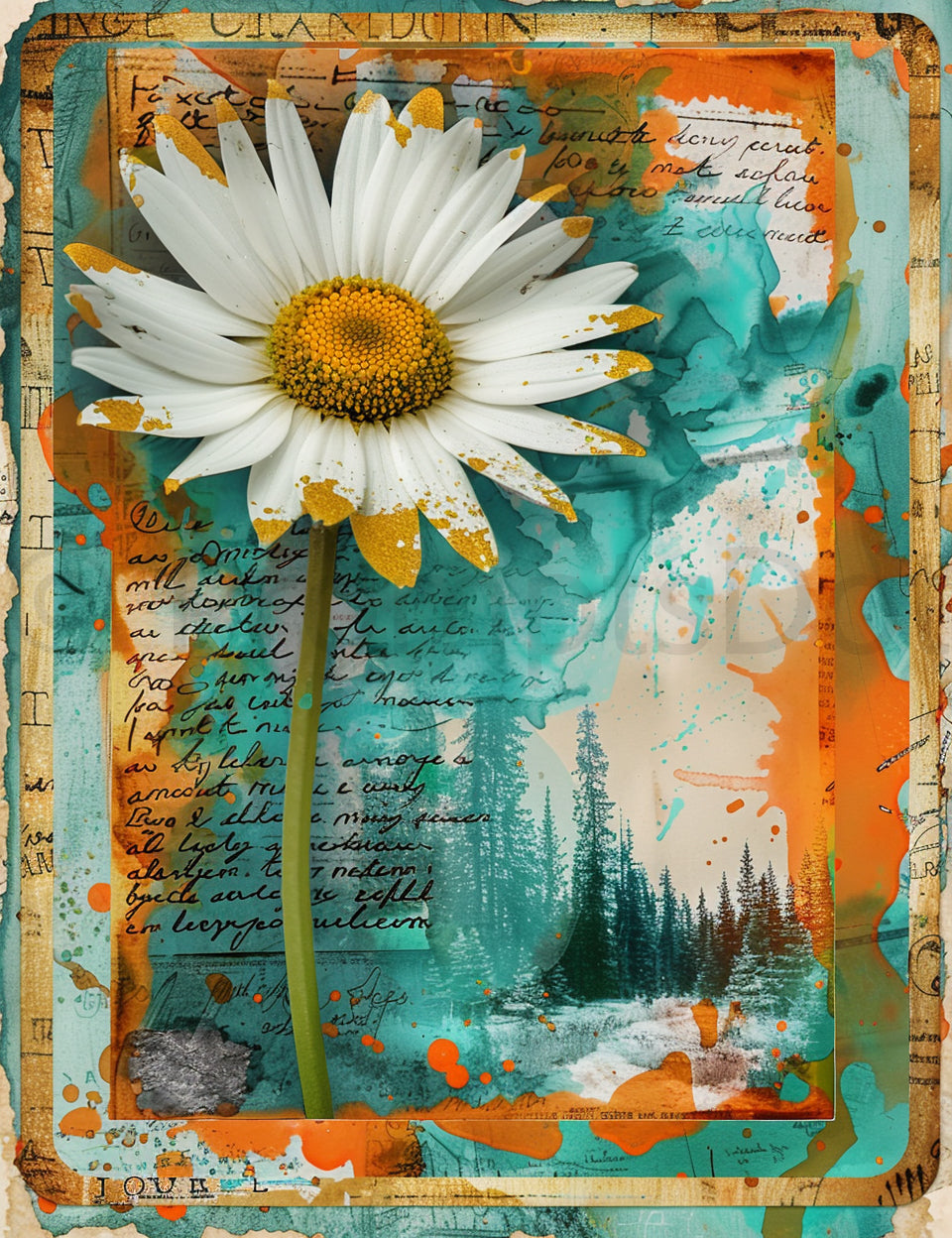 a daisy Midjourney Prompts For Travel Landscapes Junk Journal Pages