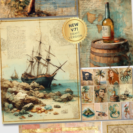 Midjourney V7 Prompts for Treasure Island Junk Journal Kit