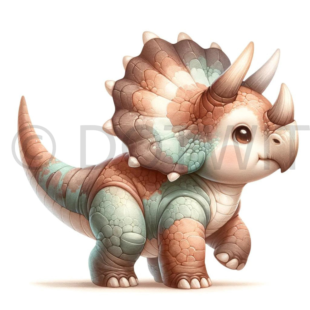 triceratops Dinosaurs Watercolor Clipart