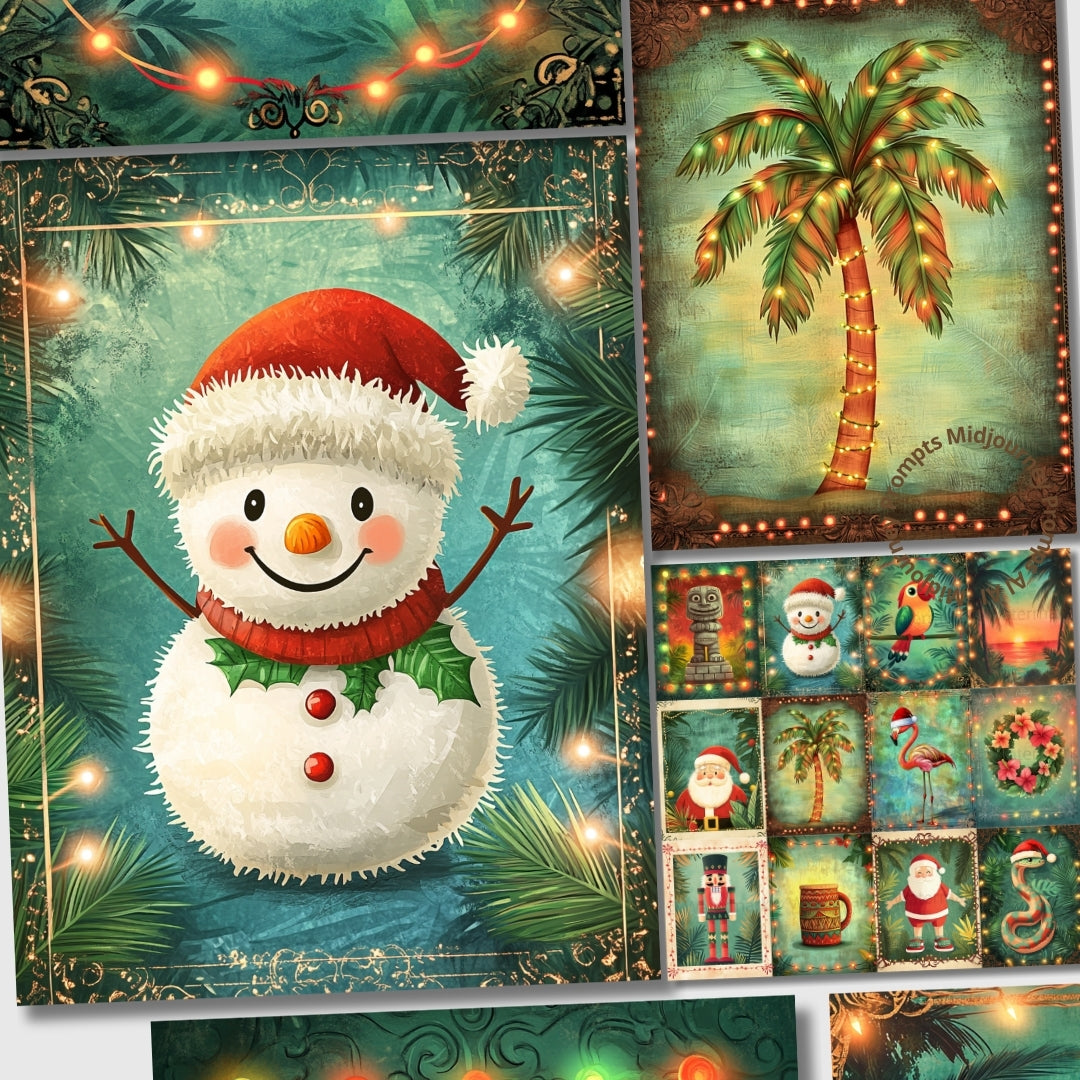 Midjourney Prompts for Tropical Hawaiian Christmas Papers