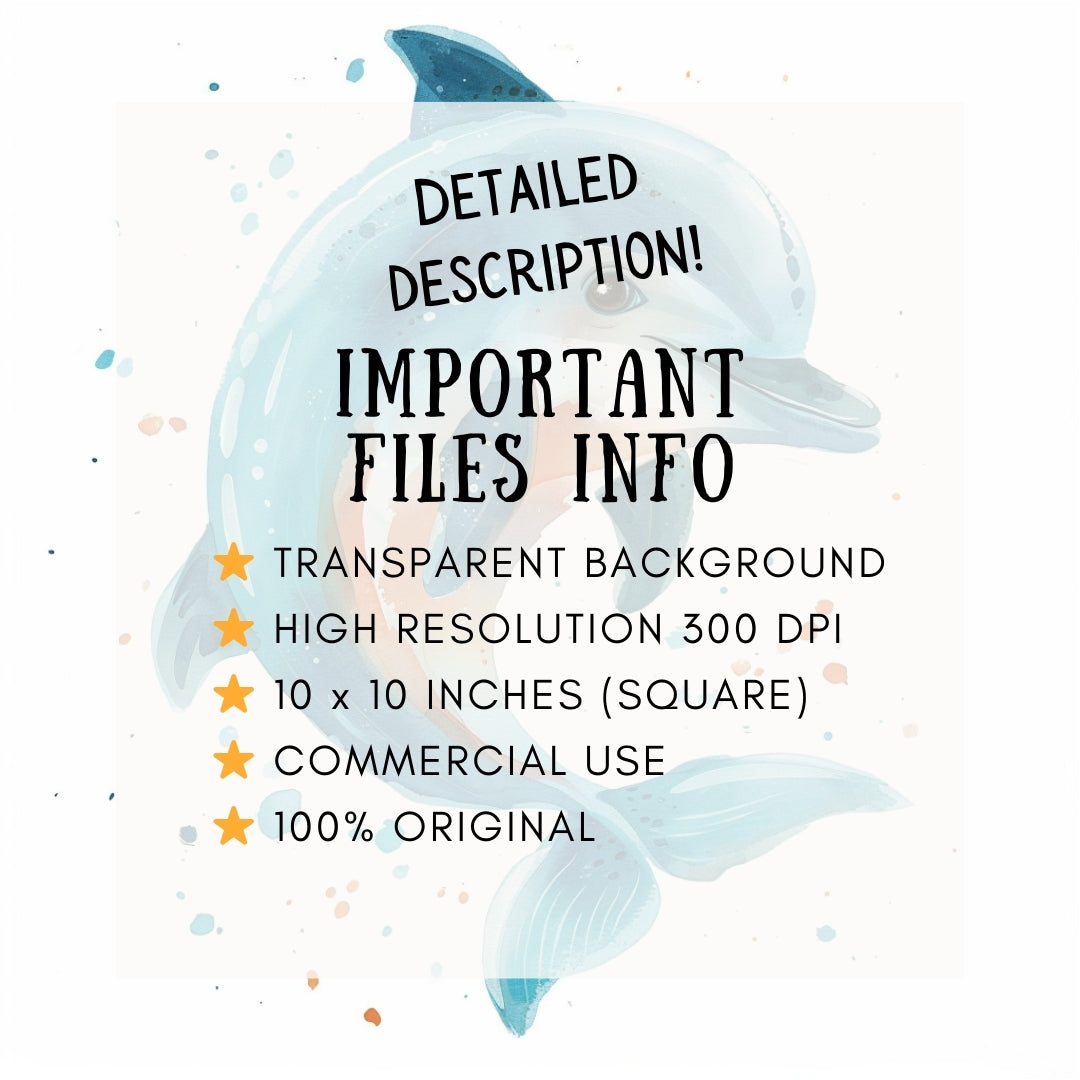 information Under the Sea Clipart PNG Digital Download, Sea life Watercolor