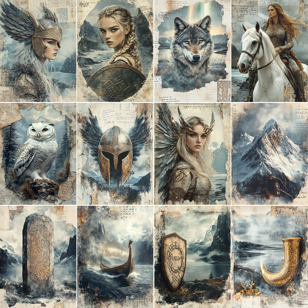 Midjourney V 6.1 Prompts for Nordic Vikings and Valkyries Pages