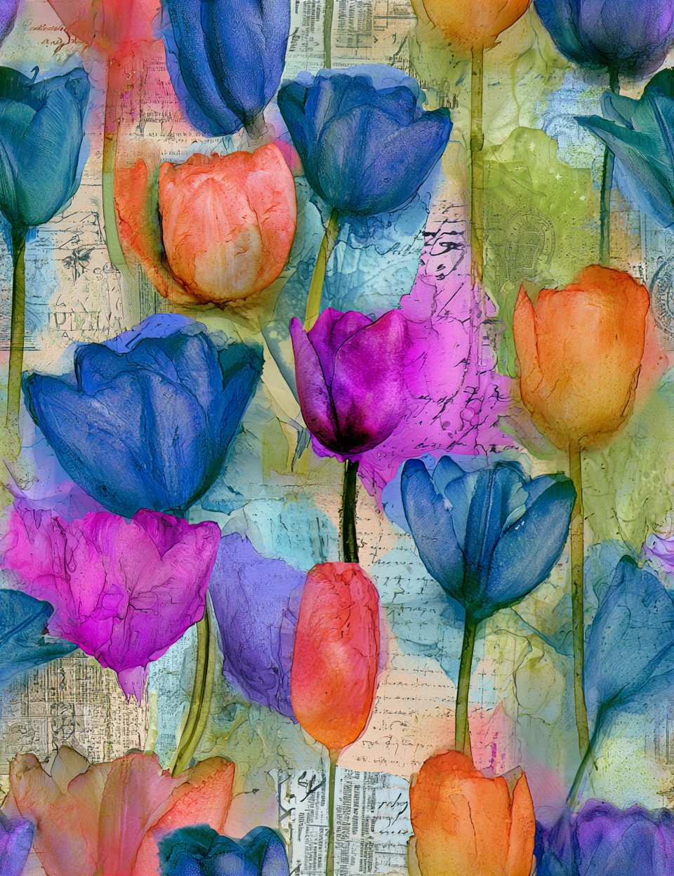 Midjourney V 8.1 Prompts for Vibran Electric Watercolor Seamless Patterns