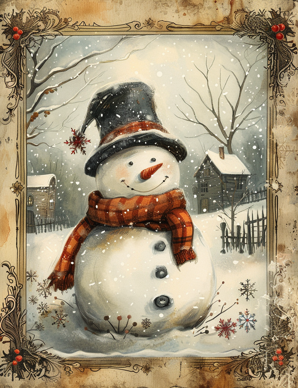 Snowman card digital download