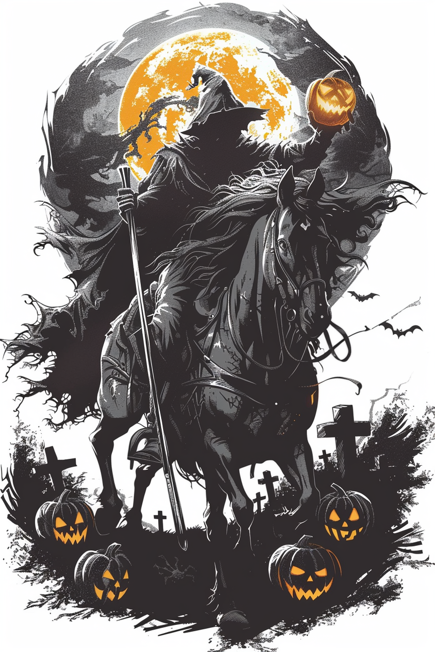 a horse in halloween night