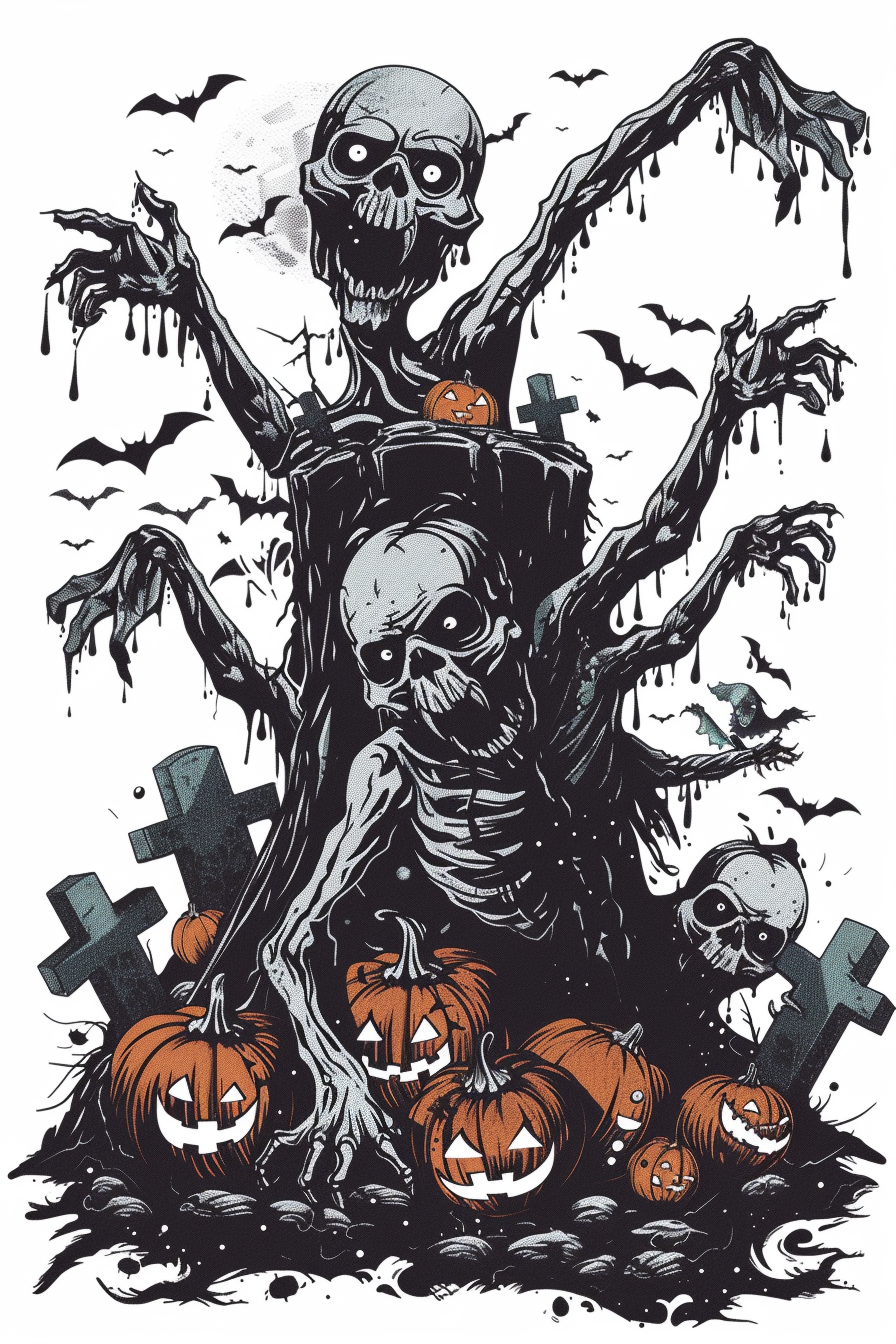 halloween zombies with pumpkins