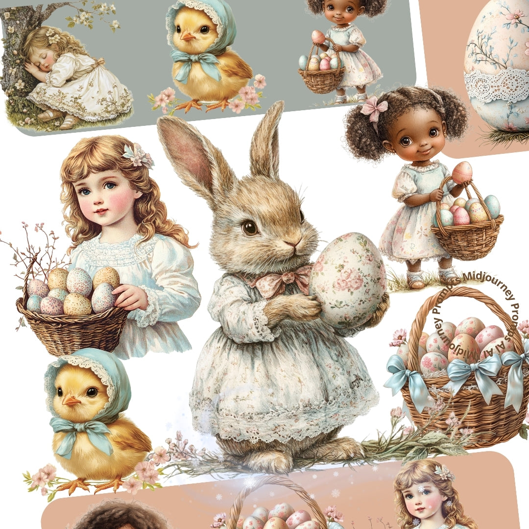 Midjourney Prompts for Vintage Easter Clipart Illustrations