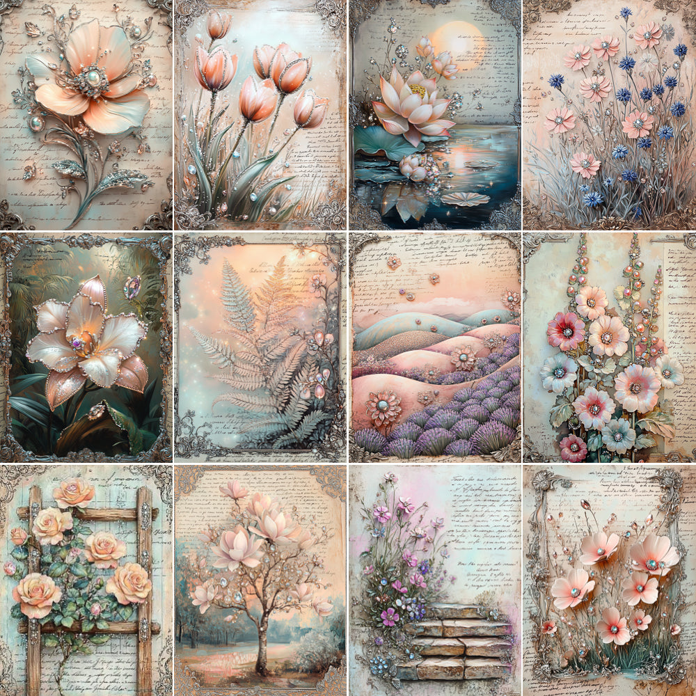Collage of floral and nature-themed images with a vintage feel.