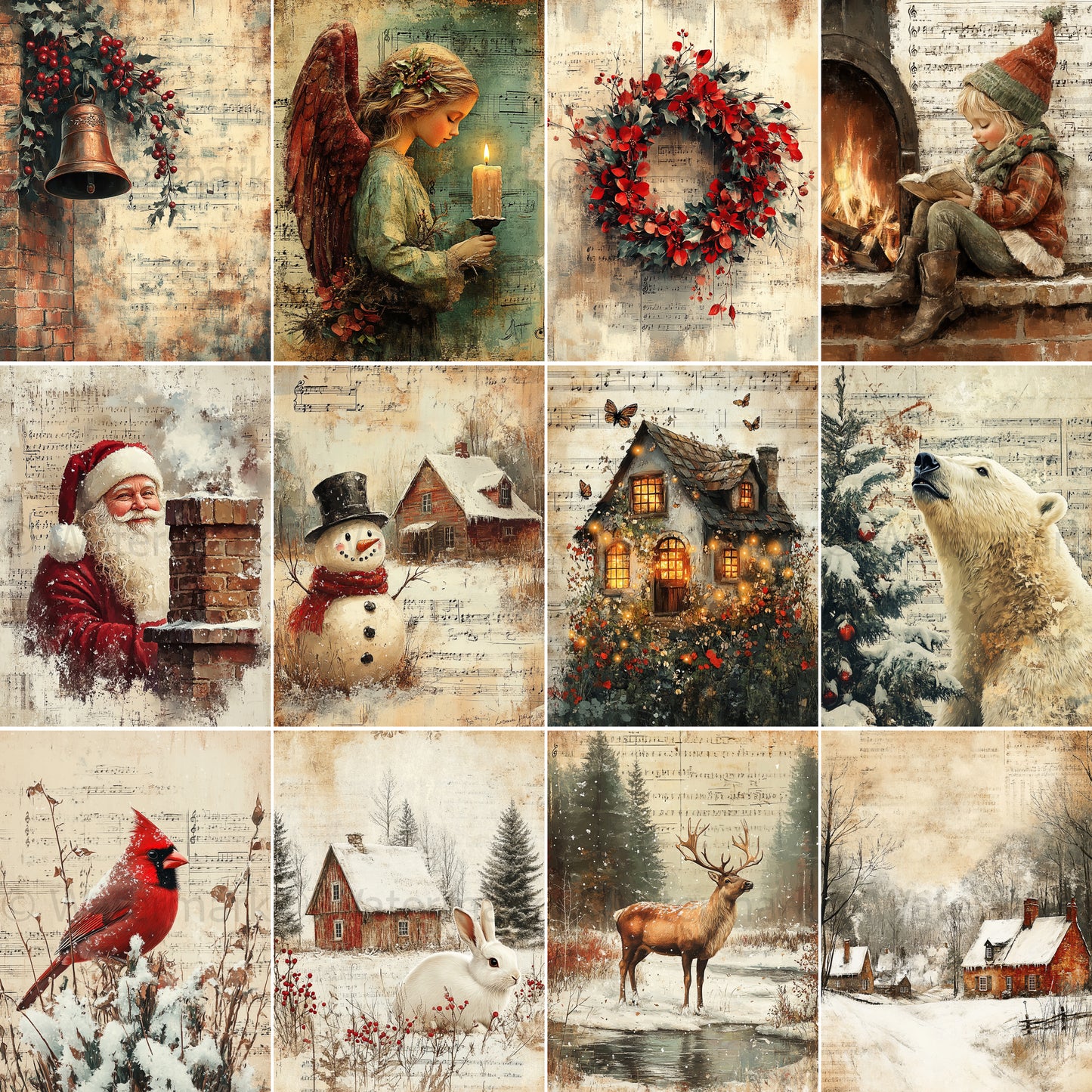 Midjourney Prompts for Vintage Music Christmas Digital Papers