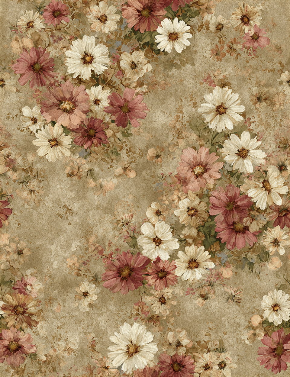 Midjourney V 7 Prompts for Vintage Rustic Taupe Seamless Pastel Patterns