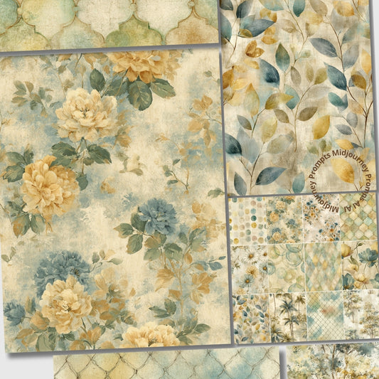 Midjourney V 7 Prompts for Vintage and Shabby Seamless Patterns