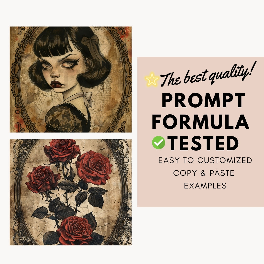 best prompt formula Eerie Vintage Card Scrapbooking Ephemera Midjourney Prompts